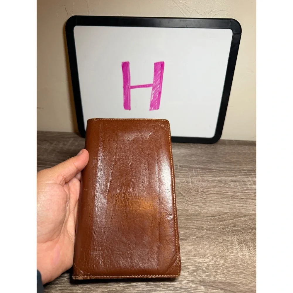 Day-Timer Wallet Organizer Western Saddle Leather Cognac Brown Pocket Senior